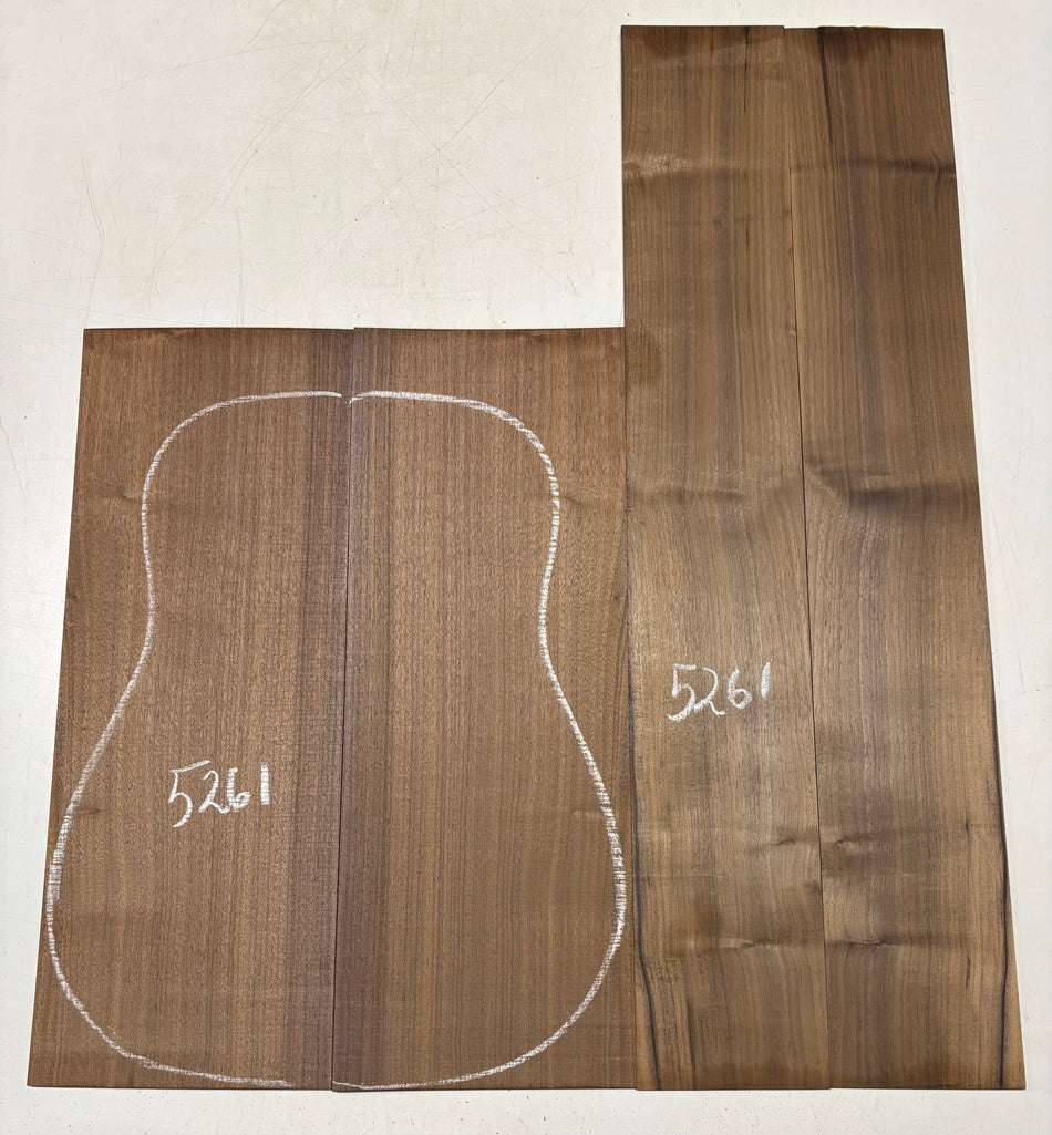 Black Walnut Dreadnought Guitar Back And Side Set #5261