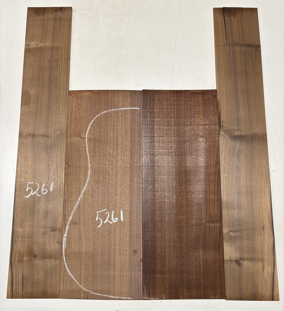 Black Walnut Dreadnought Guitar Back And Side Set #5261