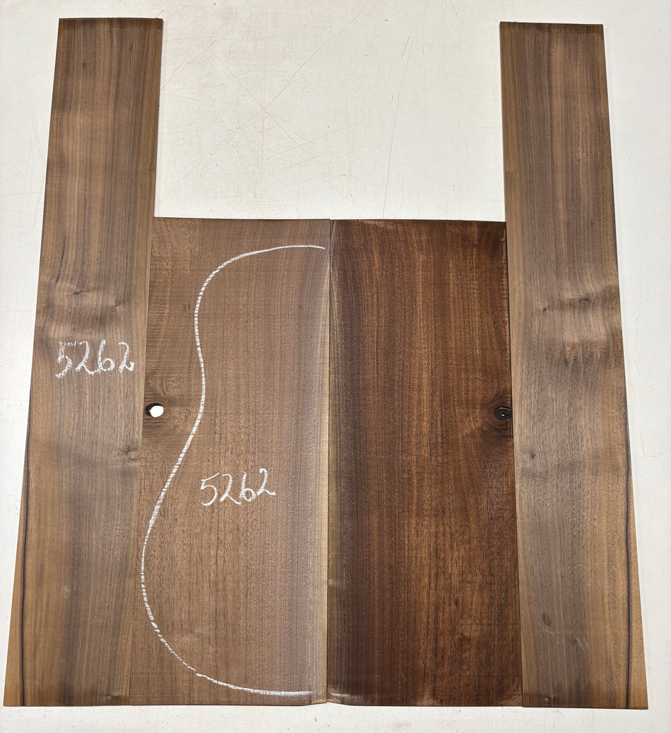 Black Walnut Dreadnought Guitar Back And Side Set #5262