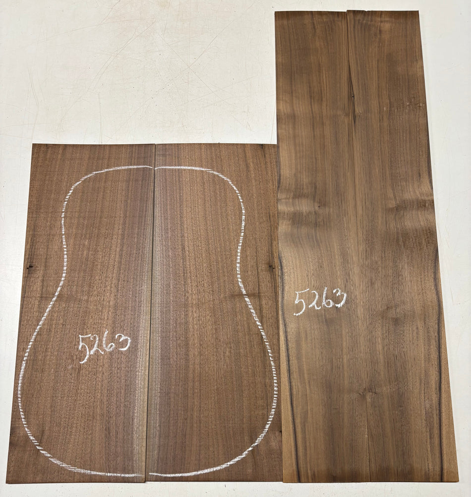 Black Walnut Dreadnought Guitar Back And Side Set #5263