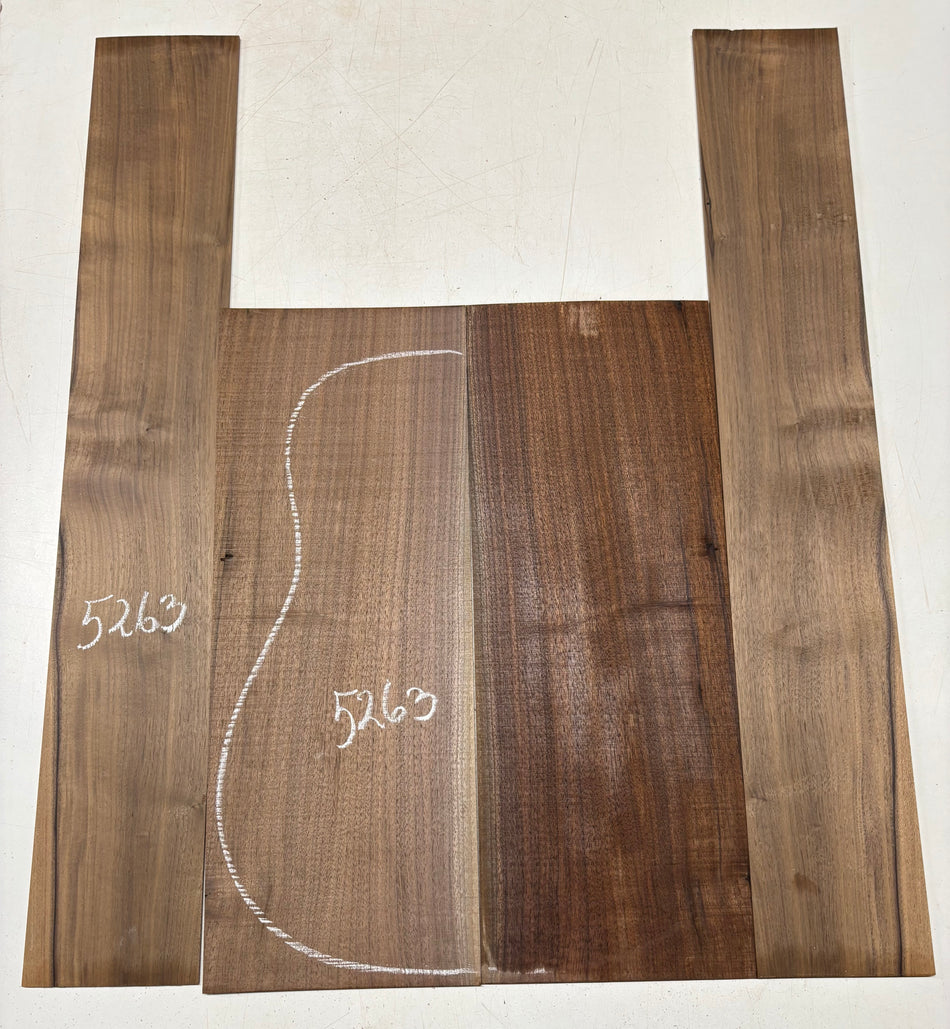 Black Walnut Dreadnought Guitar Back And Side Set #5263