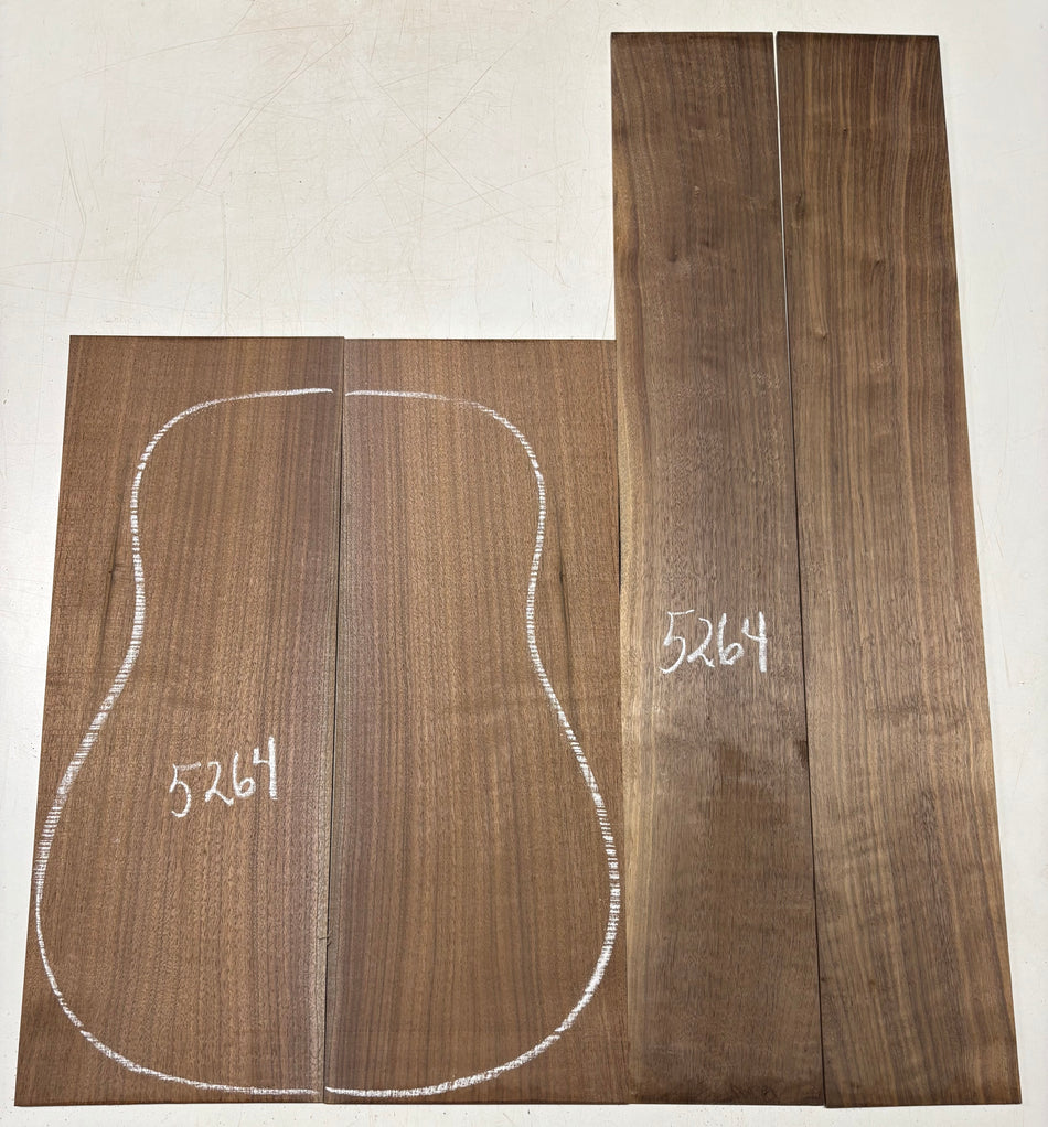 Black Walnut Dreadnought Guitar Back And Side Set #5264