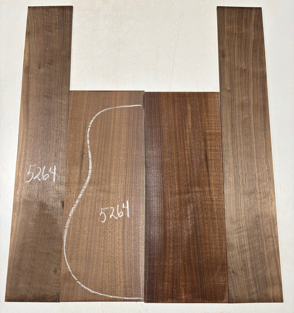 Black Walnut Dreadnought Guitar Back And Side Set #5264