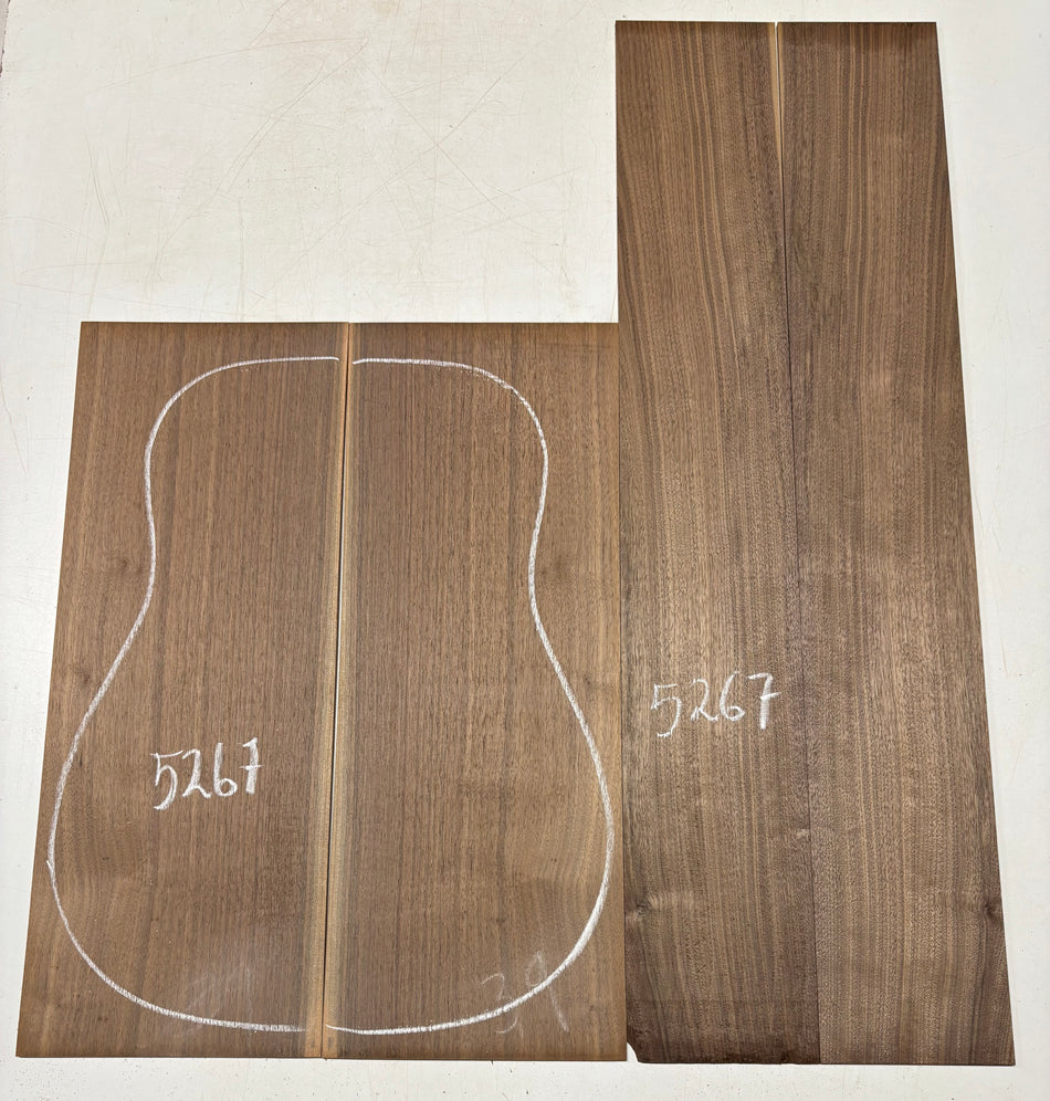 Black Walnut Dreadnought Guitar Back And Side Set #5267