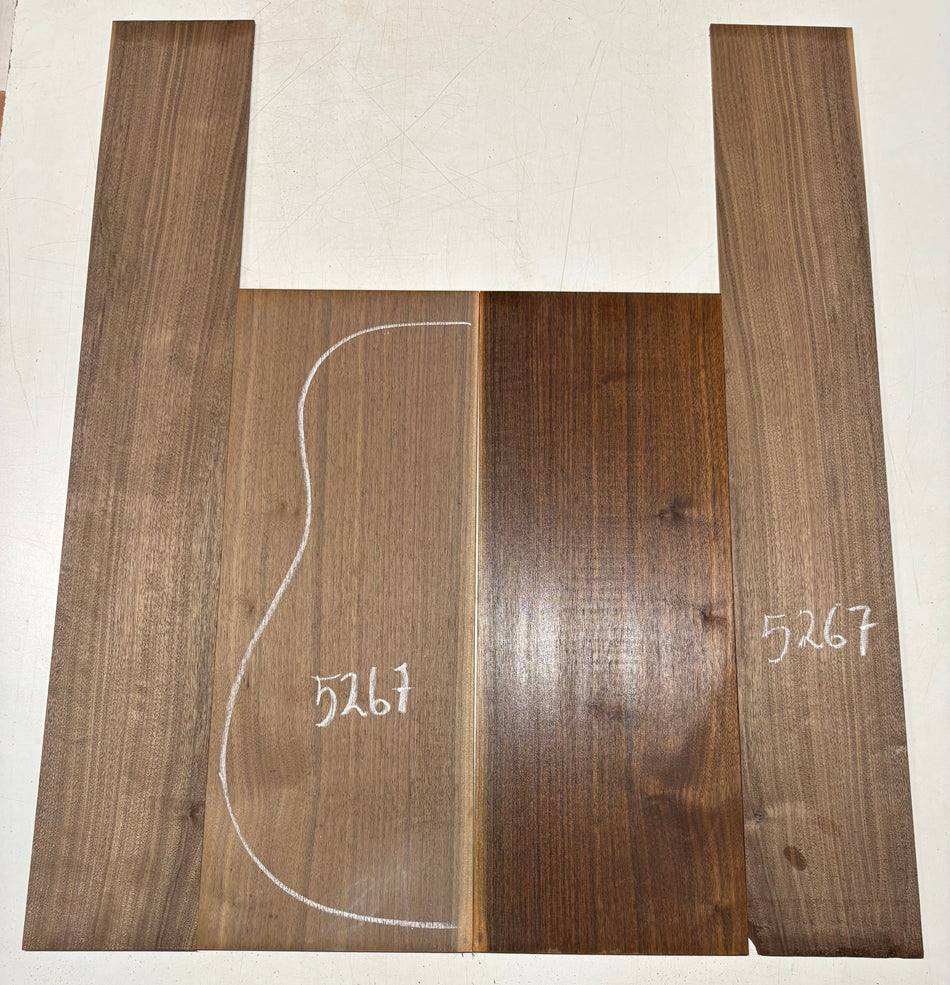 Black Walnut Dreadnought Guitar Back And Side Set #5267