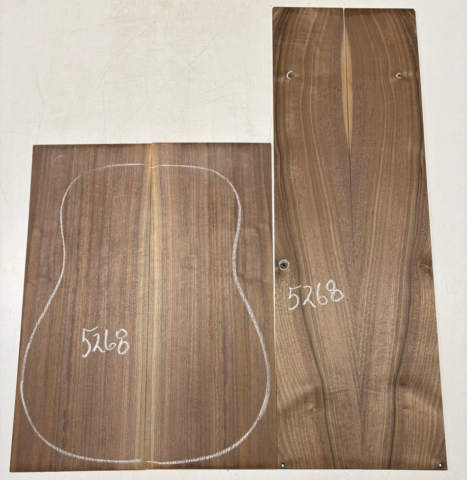 Black Walnut Dreadnought Guitar Back And Side Set #5268