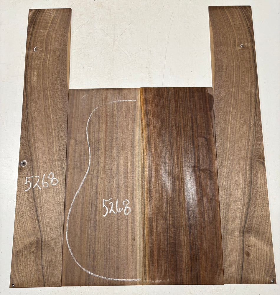 Black Walnut Dreadnought Guitar Back And Side Set #5268