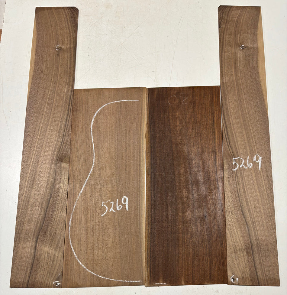 Black Walnut Dreadnought Guitar Back And Side Set #5269