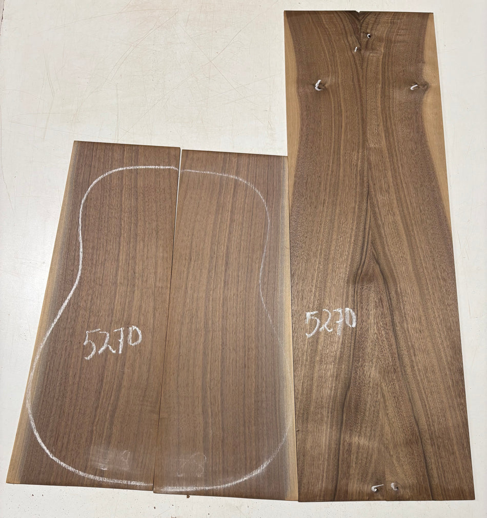 Black Walnut Dreadnought Guitar Back And Side Set #5270