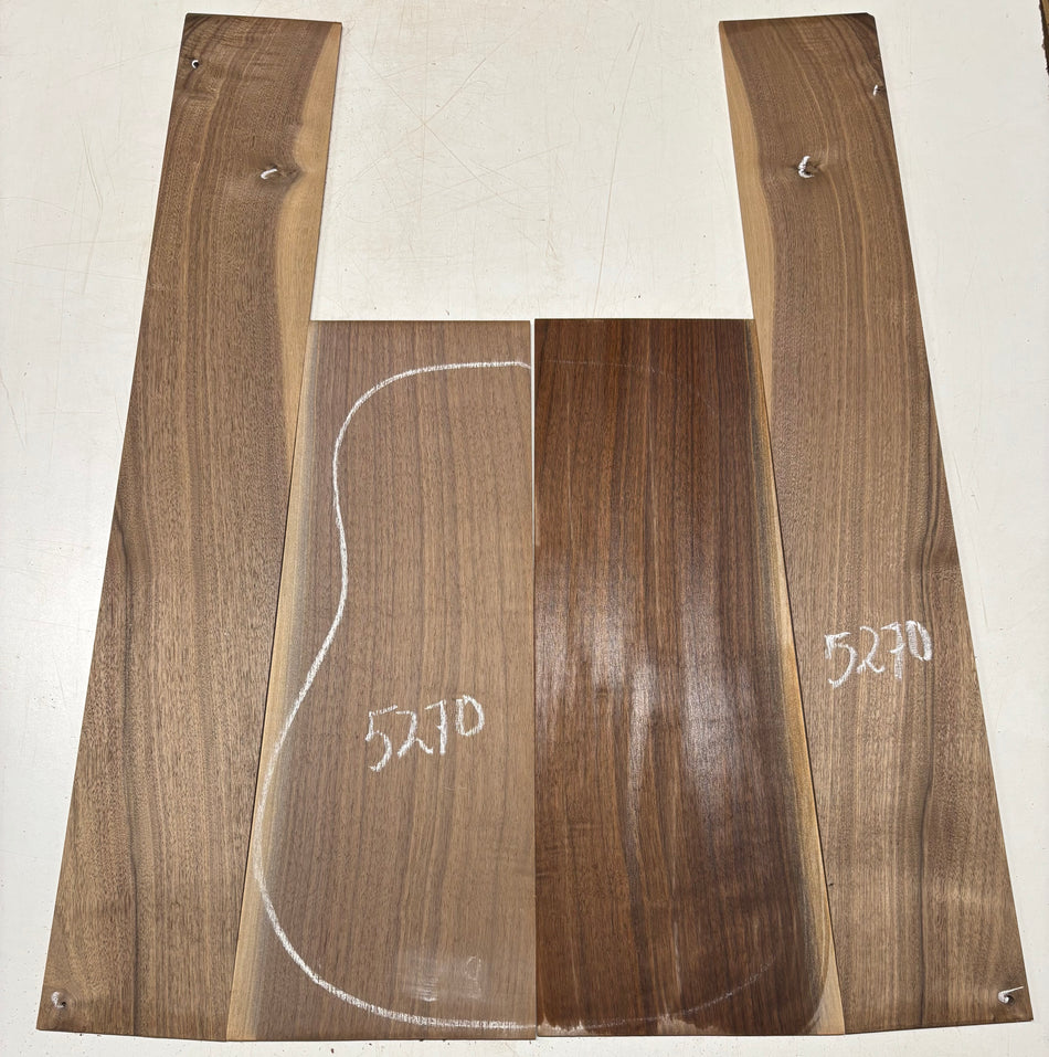 Black Walnut Dreadnought Guitar Back And Side Set #5270