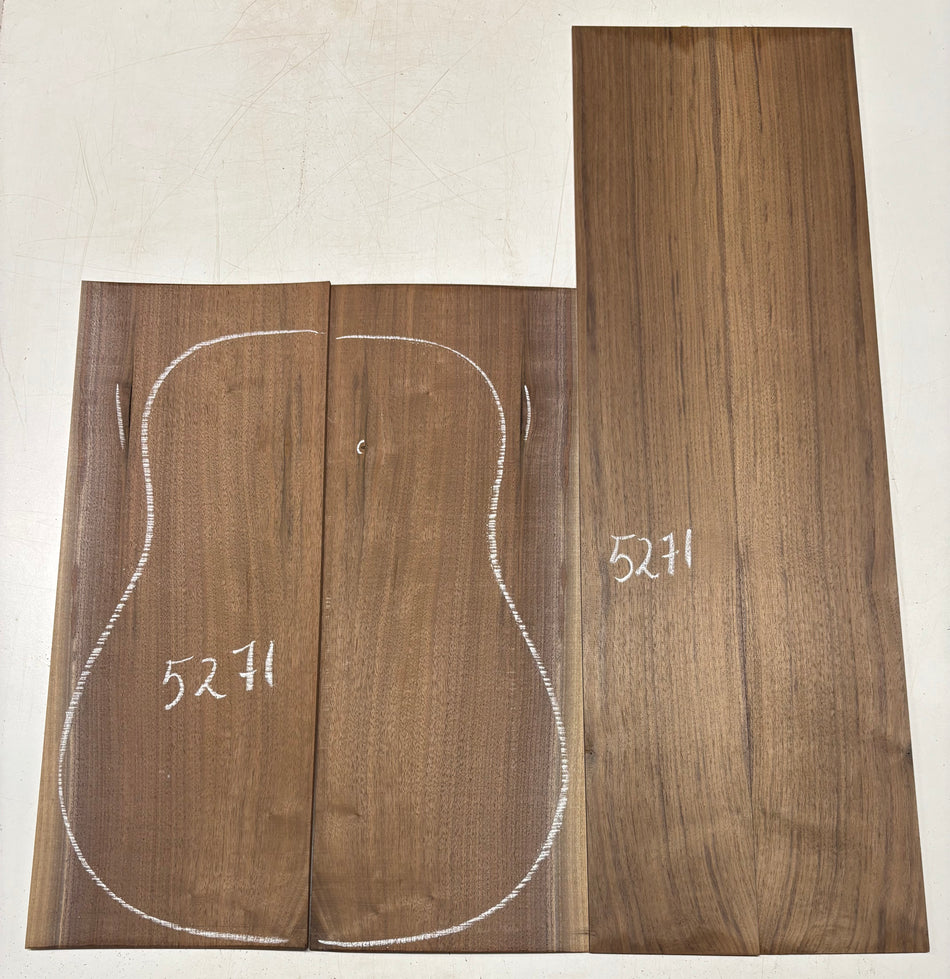 Black Walnut Dreadnought Guitar Back And Side Set #5271
