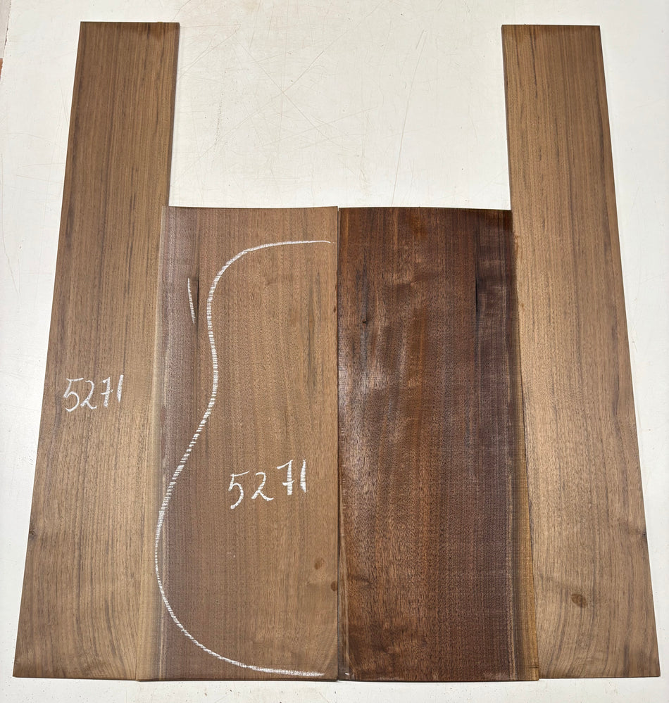 Black Walnut Dreadnought Guitar Back And Side Set #5271