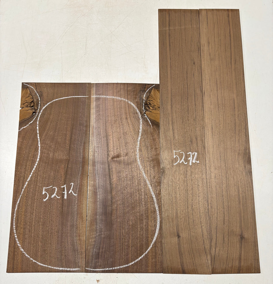 Black Walnut Dreadnought Guitar Back And Side Set #5272