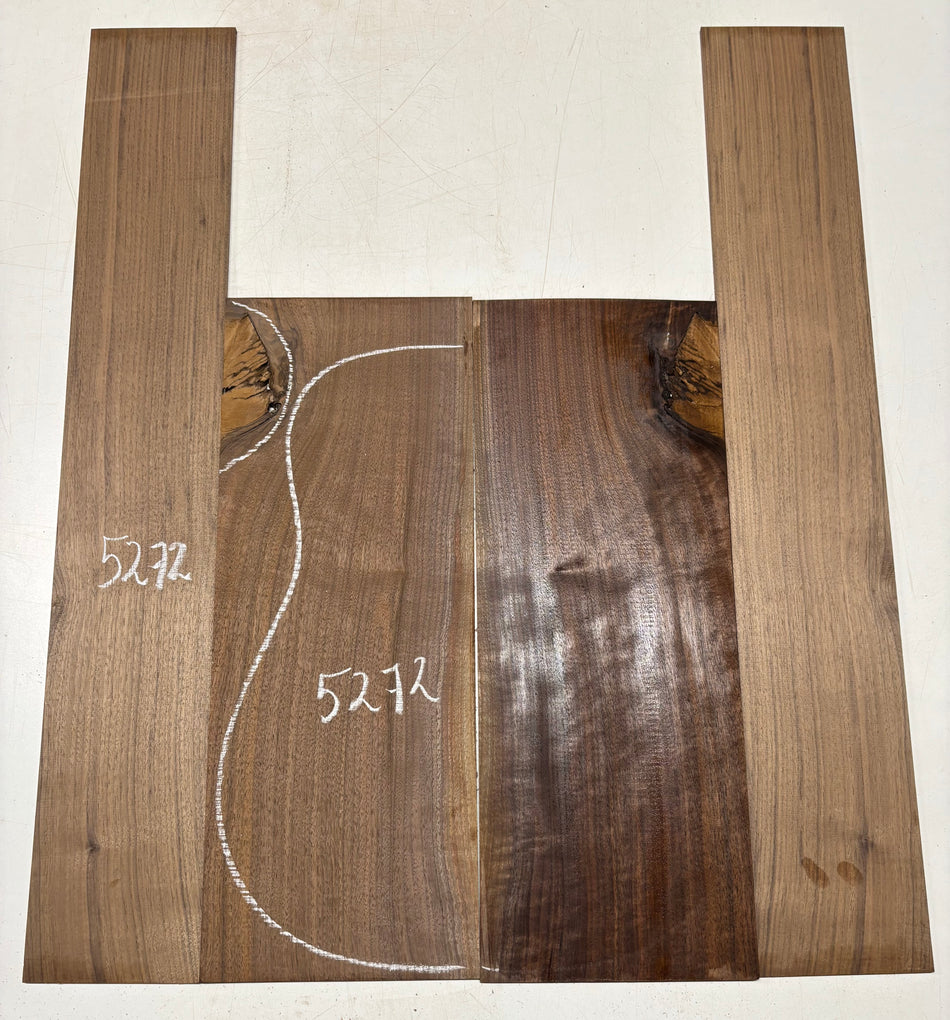 Black Walnut Dreadnought Guitar Back And Side Set #5272