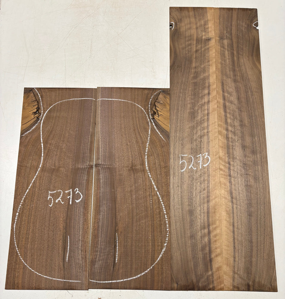 Black Walnut Dreadnought Guitar Back And Side Set #5273
