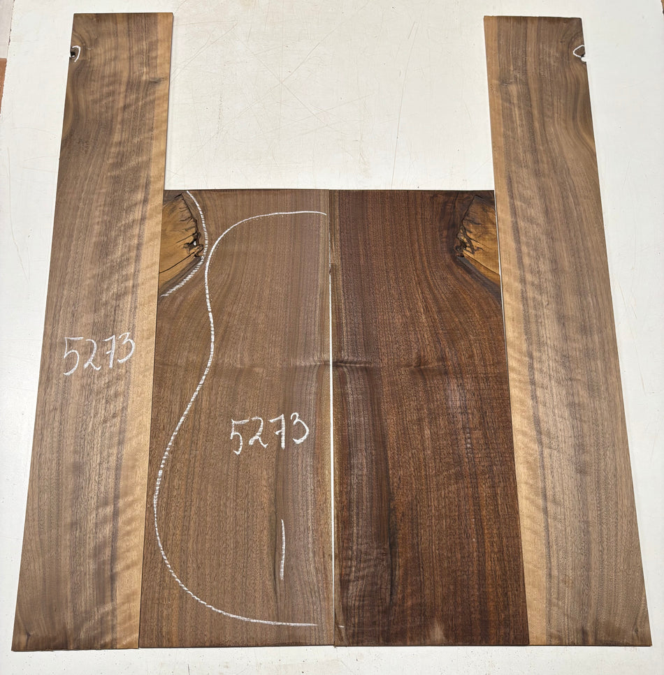 Black Walnut Dreadnought Guitar Back And Side Set #5273