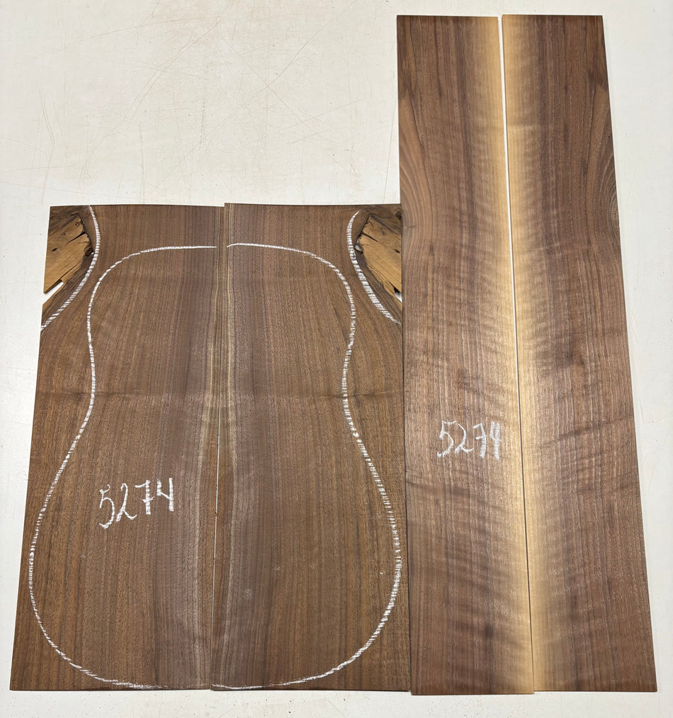 Black Walnut Dreadnought Guitar Back And Side Set #5274