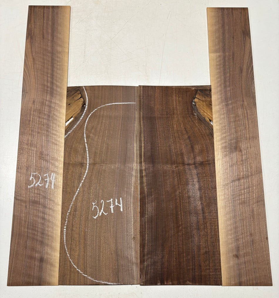 Black Walnut Dreadnought Guitar Back And Side Set #5274