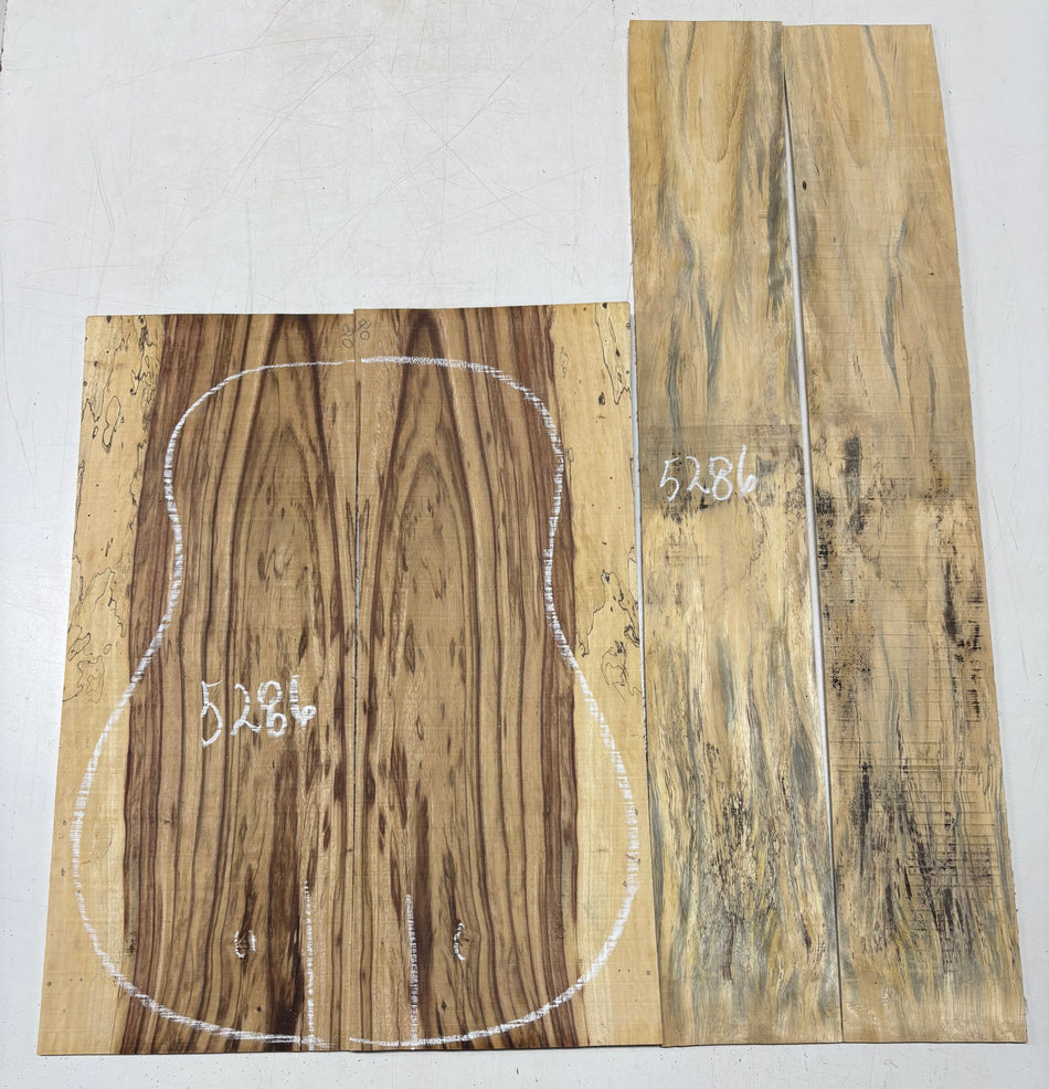 Red Spalted Tamarind Dreadnought Guitar Back And Side Set #5286