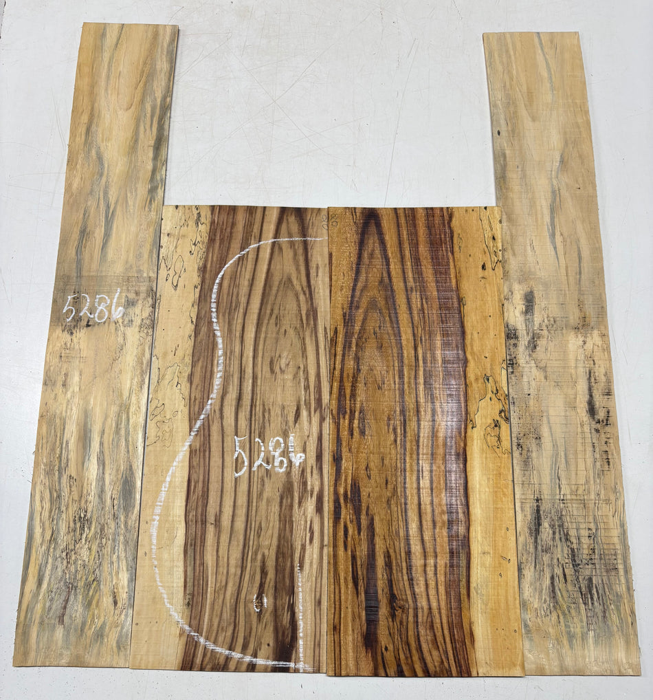 Red Spalted Tamarind Dreadnought Guitar Back And Side Set #5286