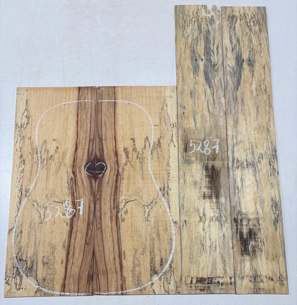 Red Spalted Tamarind Dreadnought Guitar Back And Side Set #5287