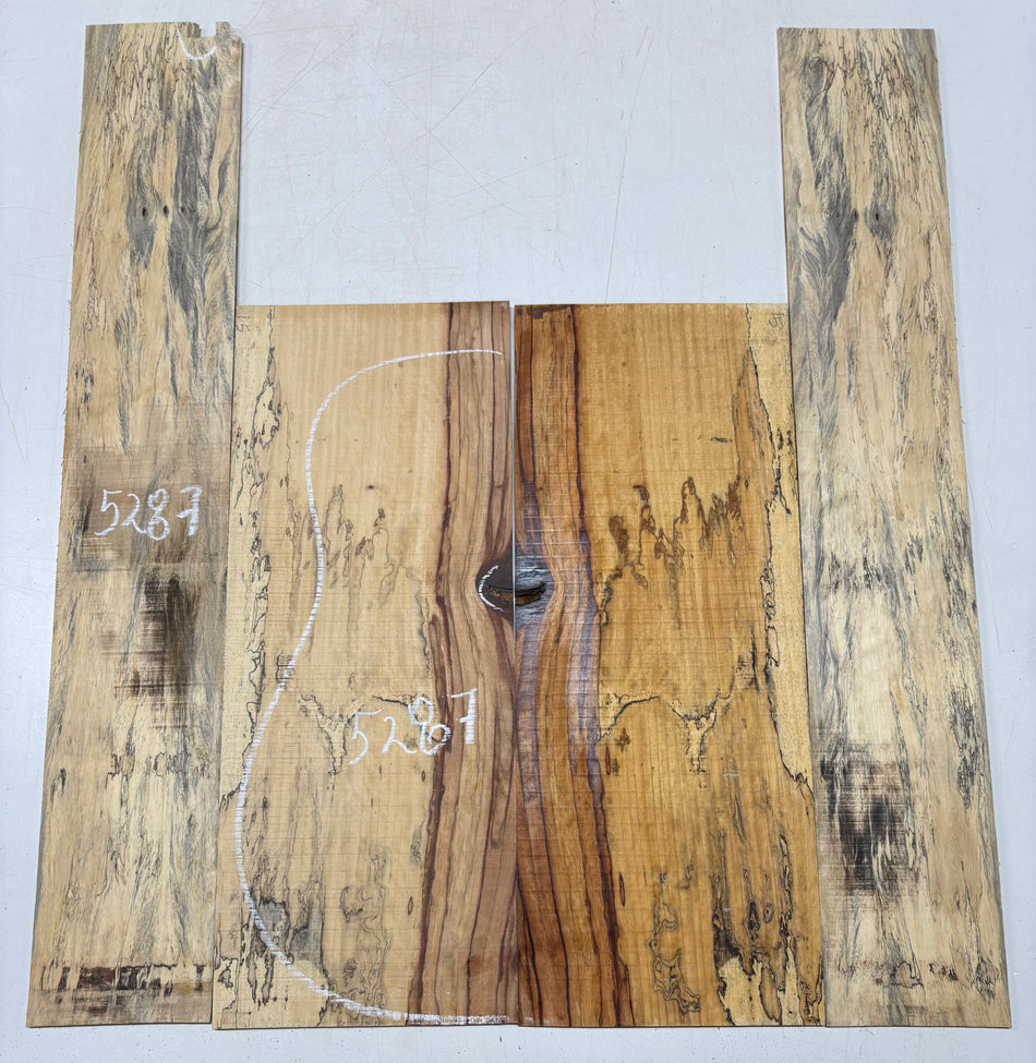 Red Spalted Tamarind Dreadnought Guitar Back And Side Set #5287