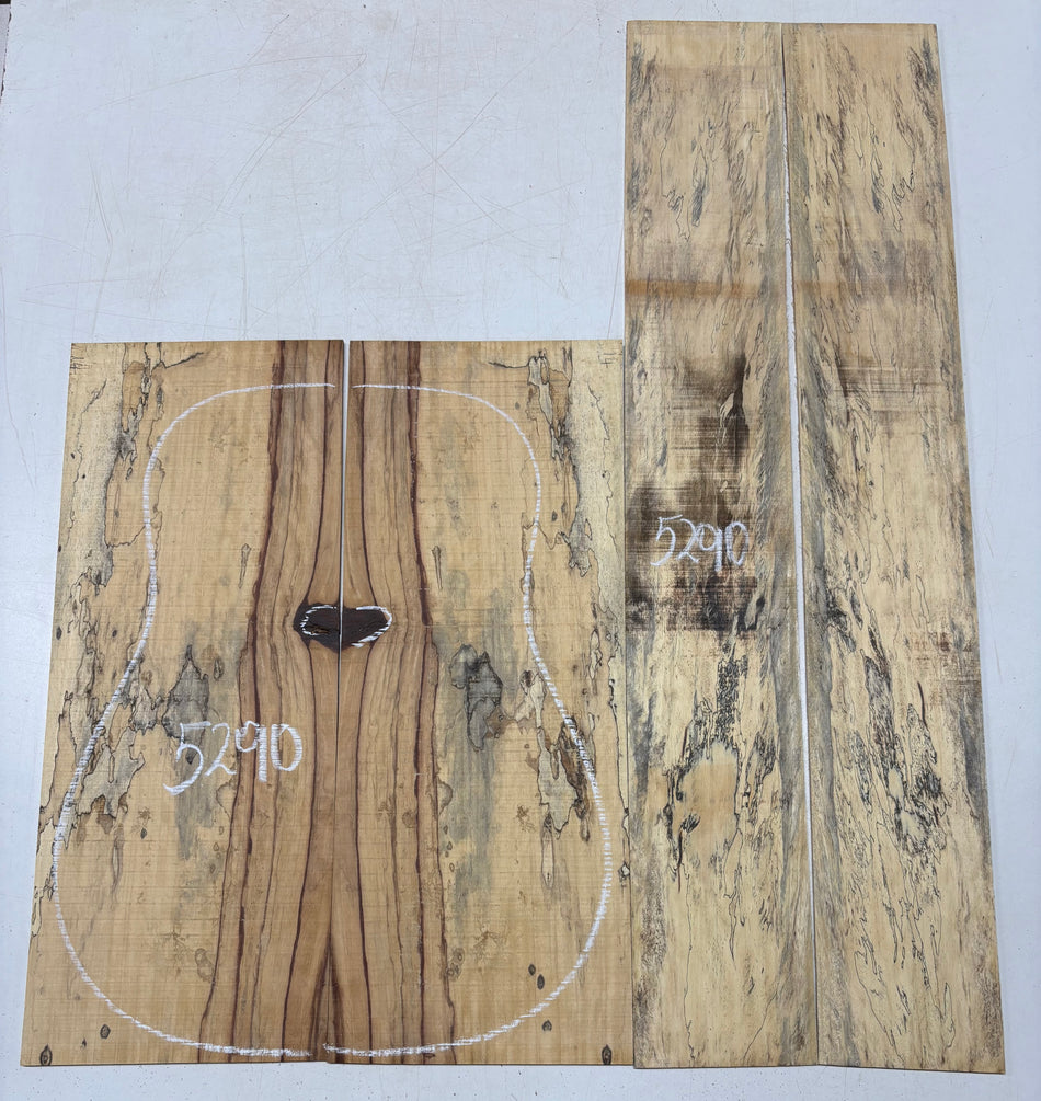 Red Spalted Tamarind Dreadnought Guitar Back And Side Set #5290