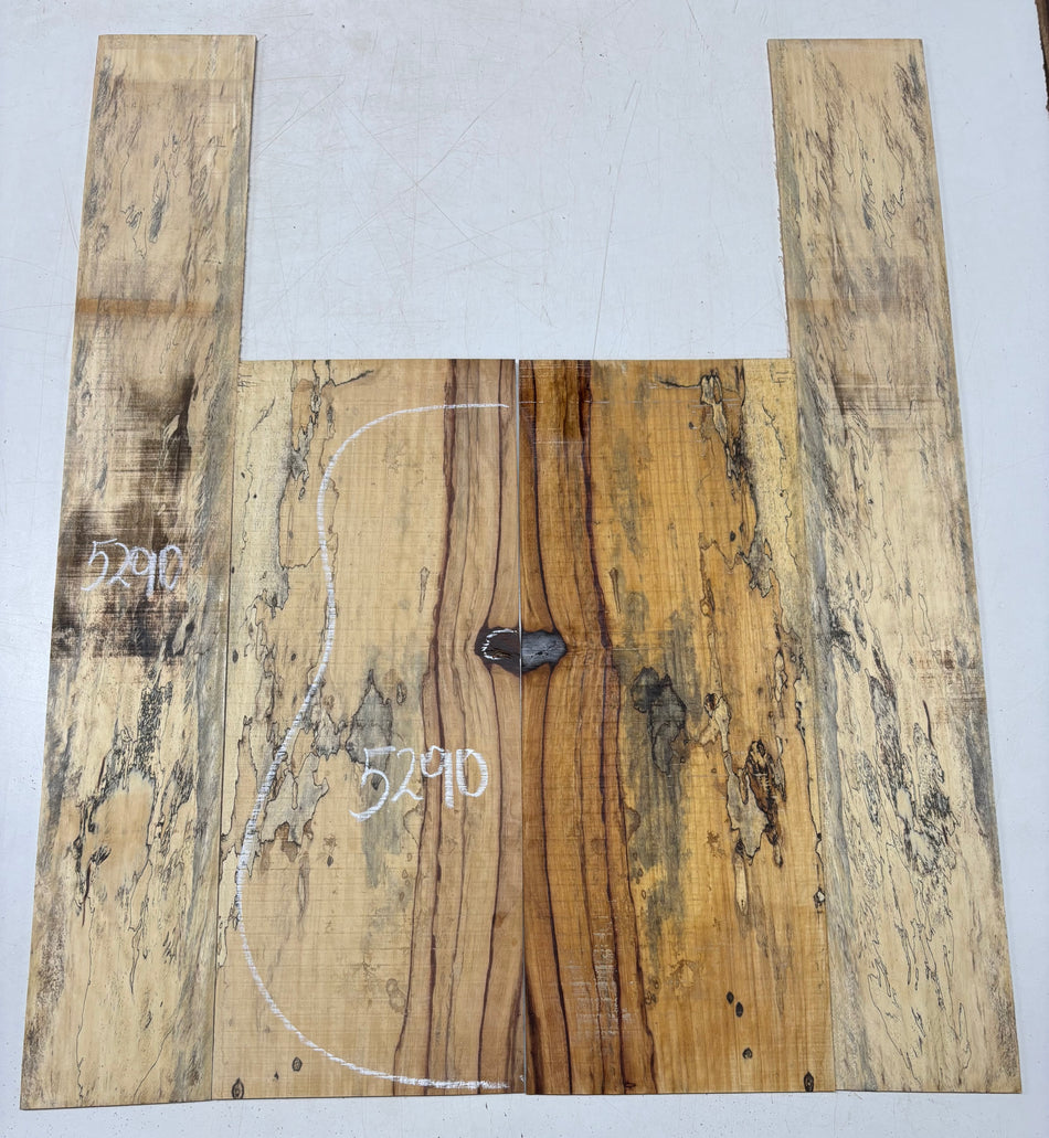 Red Spalted Tamarind Dreadnought Guitar Back And Side Set #5290