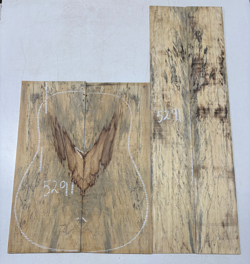 Red Spalted Tamarind Dreadnought Guitar Back And Side Set #5291