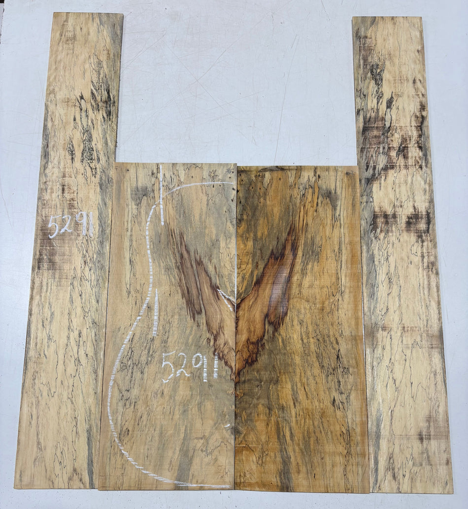 Red Spalted Tamarind Dreadnought Guitar Back And Side Set #5291