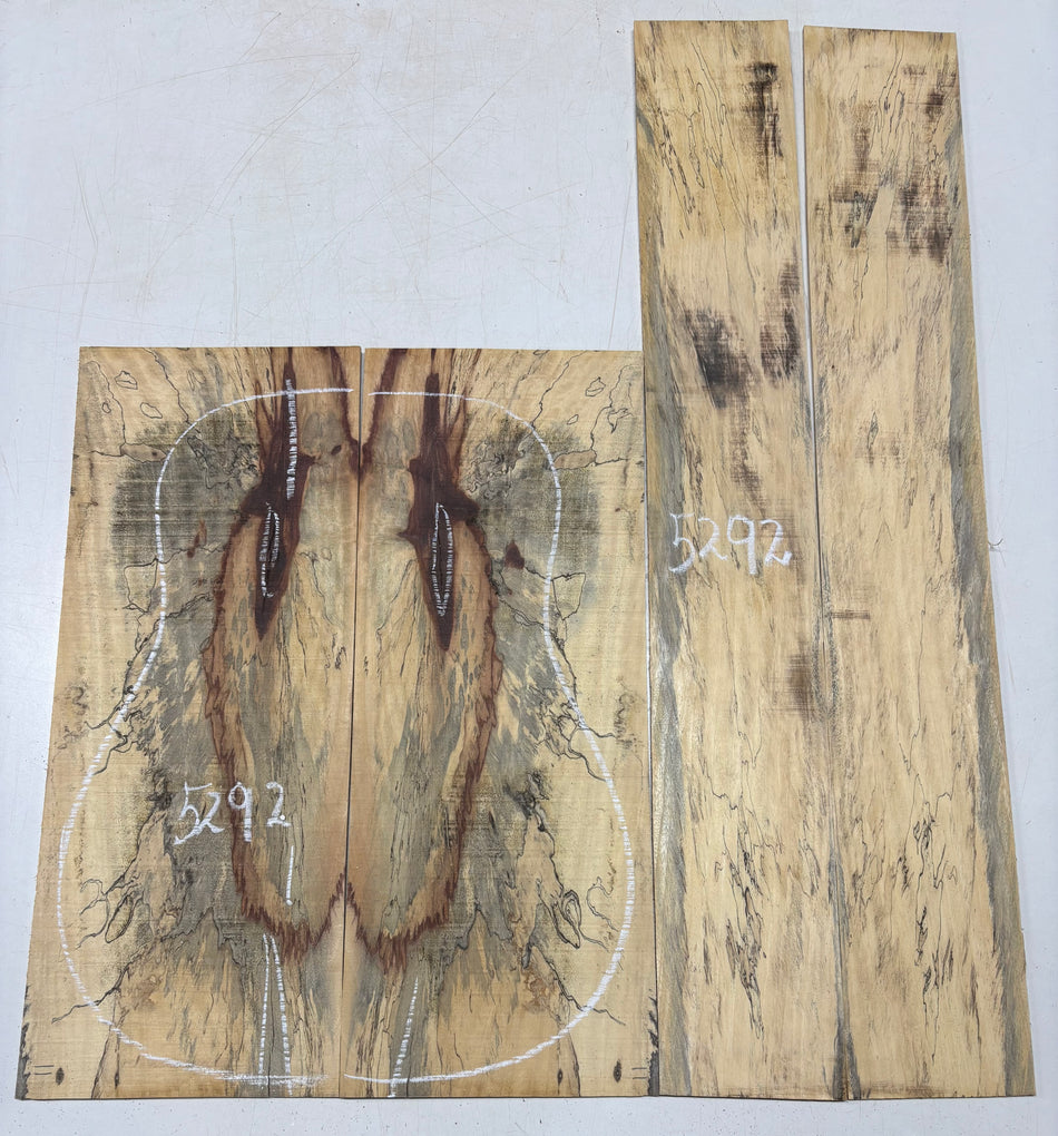 Red Spalted Tamarind Dreadnought Guitar Back And Side Set #5292