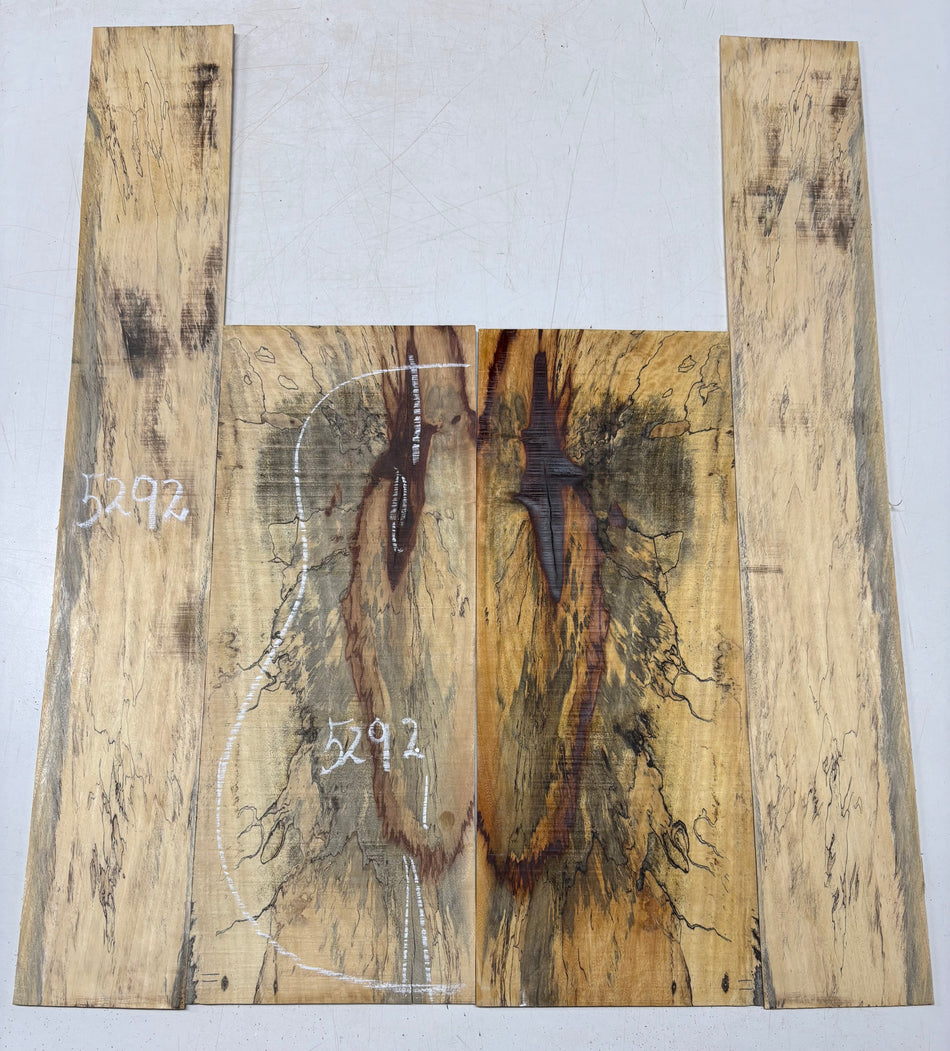 Red Spalted Tamarind Dreadnought Guitar Back And Side Set #5292