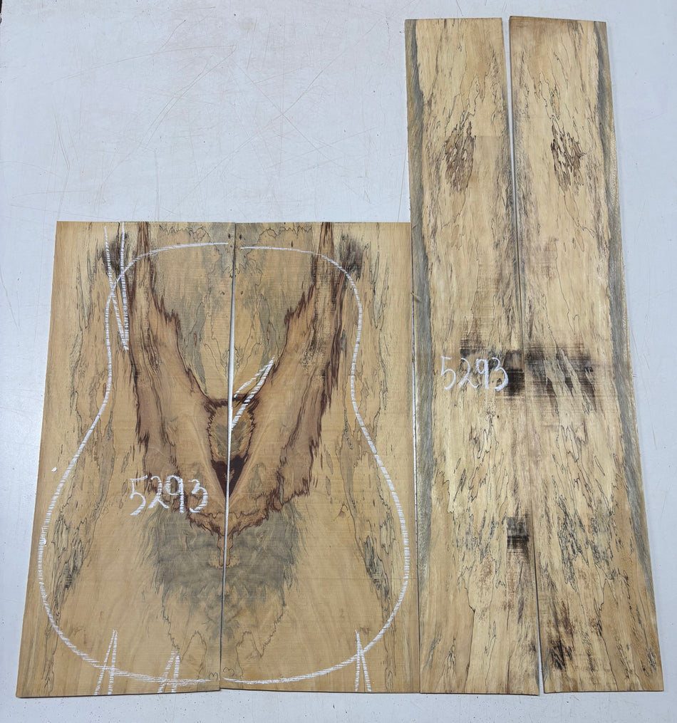 Red Spalted Tamarind Dreadnought Guitar Back And Side Set #5293