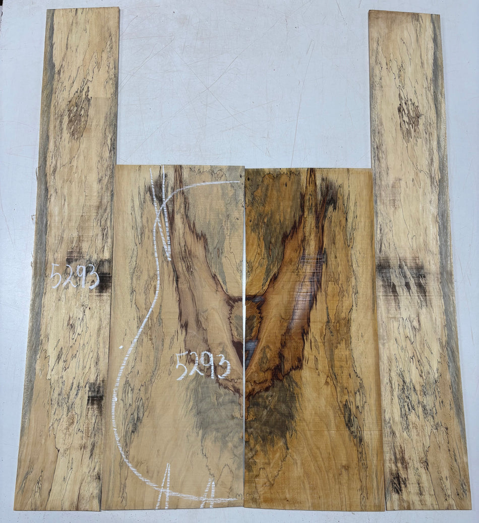 Red Spalted Tamarind Dreadnought Guitar Back And Side Set #5293