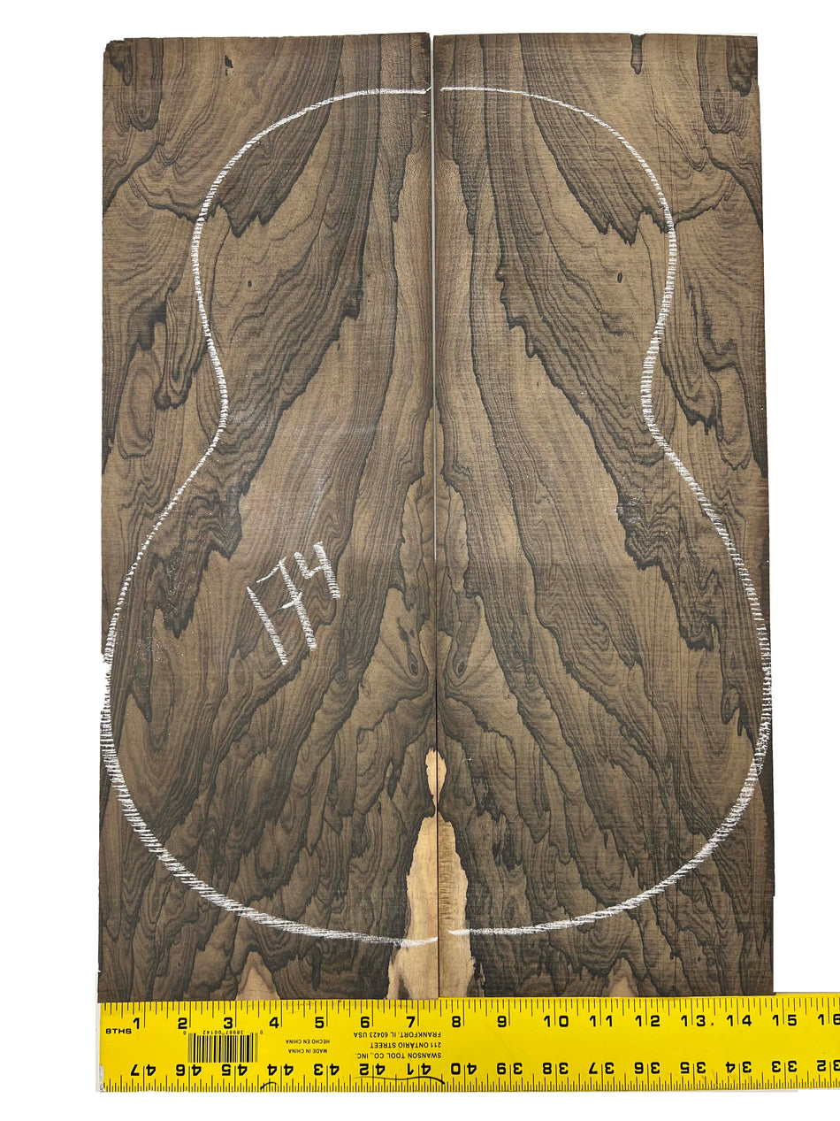 Ziricote Guitar Back Classical Luthier Tonewood 22"x7-1/2"x1/4" #174 - Exotic Wood Zone - Buy online Across USA 