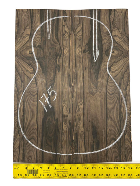 Figured Ziricote Guitar Back Dreadnought Luthier Tonewood 21"x8"x1/8" #175 - Exotic Wood Zone - Buy online Across USA 