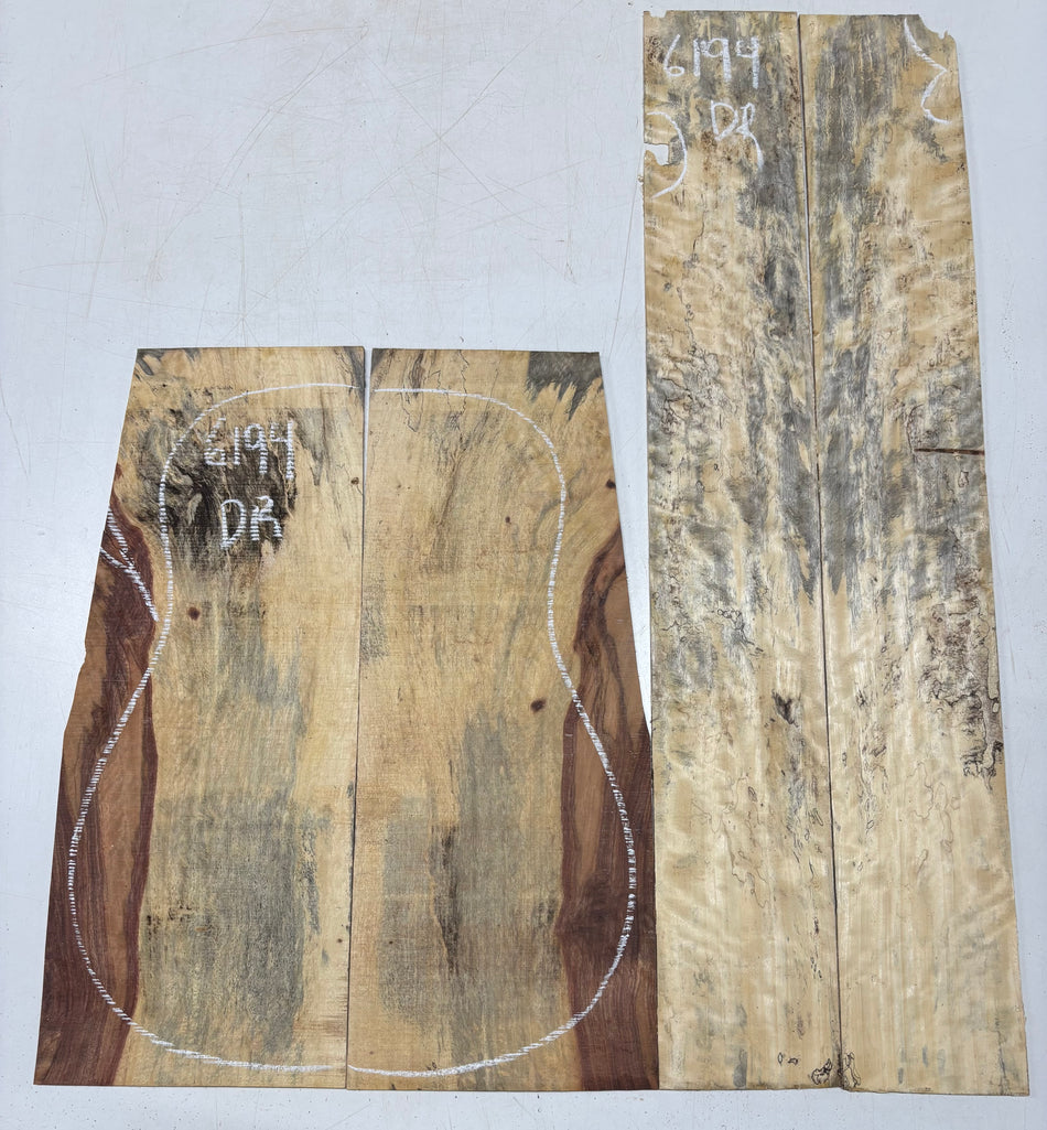 Flame Spalted Tamarind Dreadnought Back And Side Set #6194