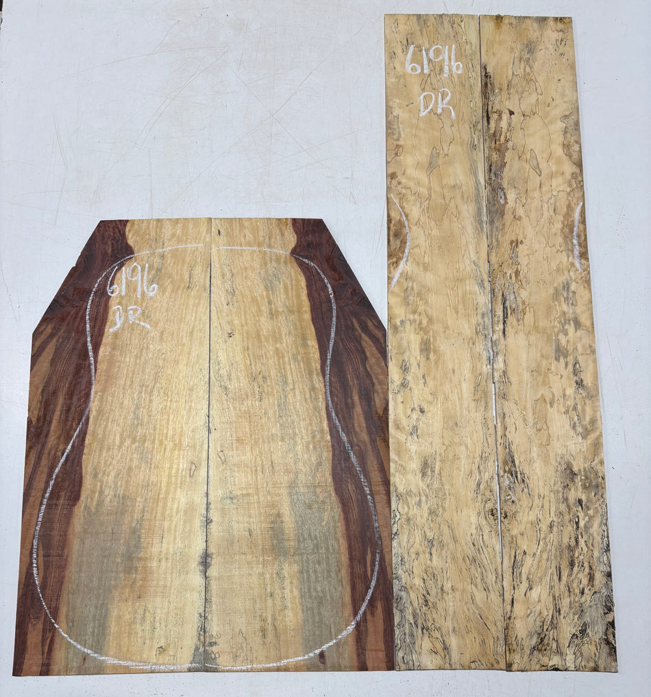 Flame Spalted Tamarind Dreadnought Back And Side Set #6196