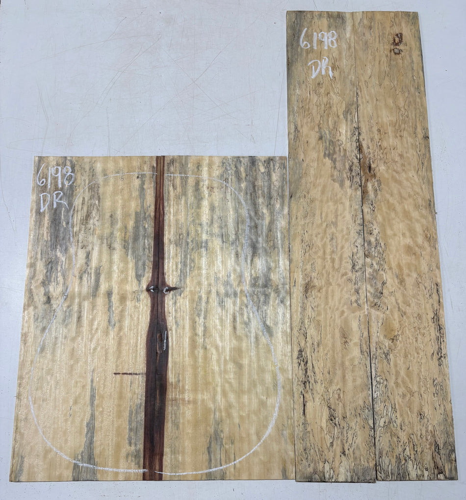 Flame Spalted Tamarind Dreadnought Back And Side Set #6198