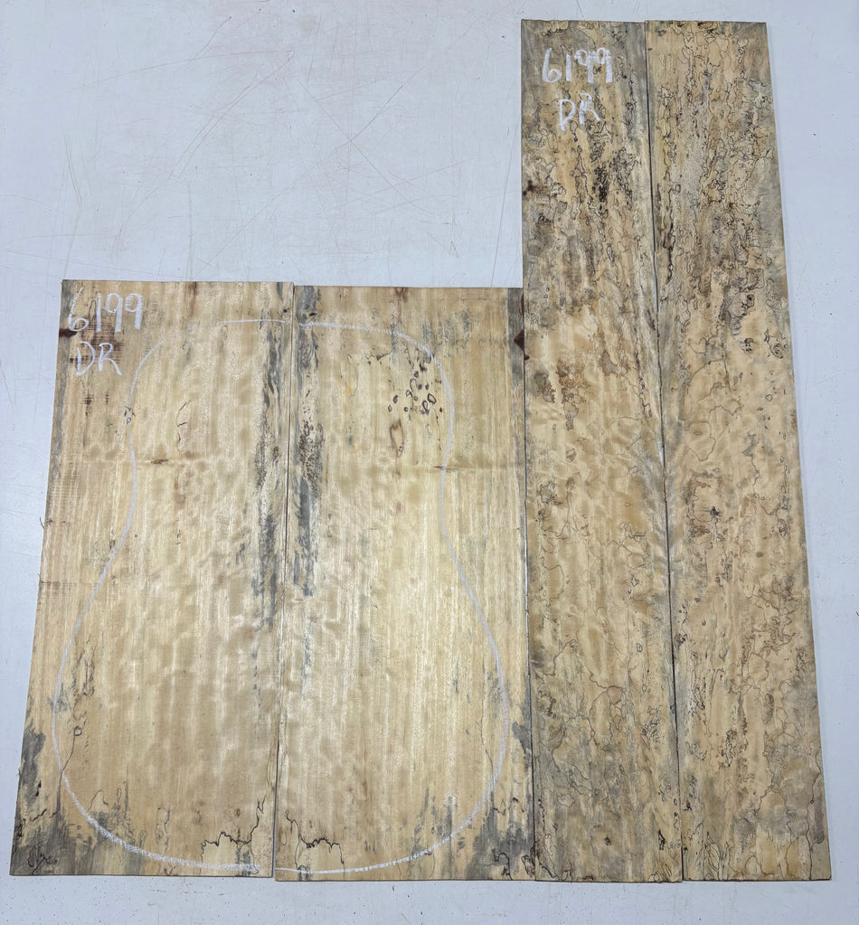 Flame Spalted Tamarind Dreadnought Back And Side Set #6199