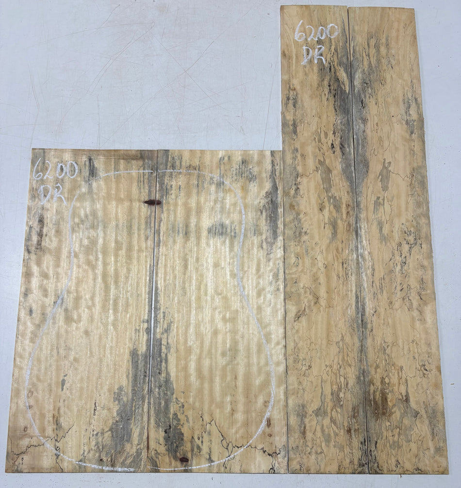 Flame Spalted Tamarind Dreadnought Back And Side Set #6200