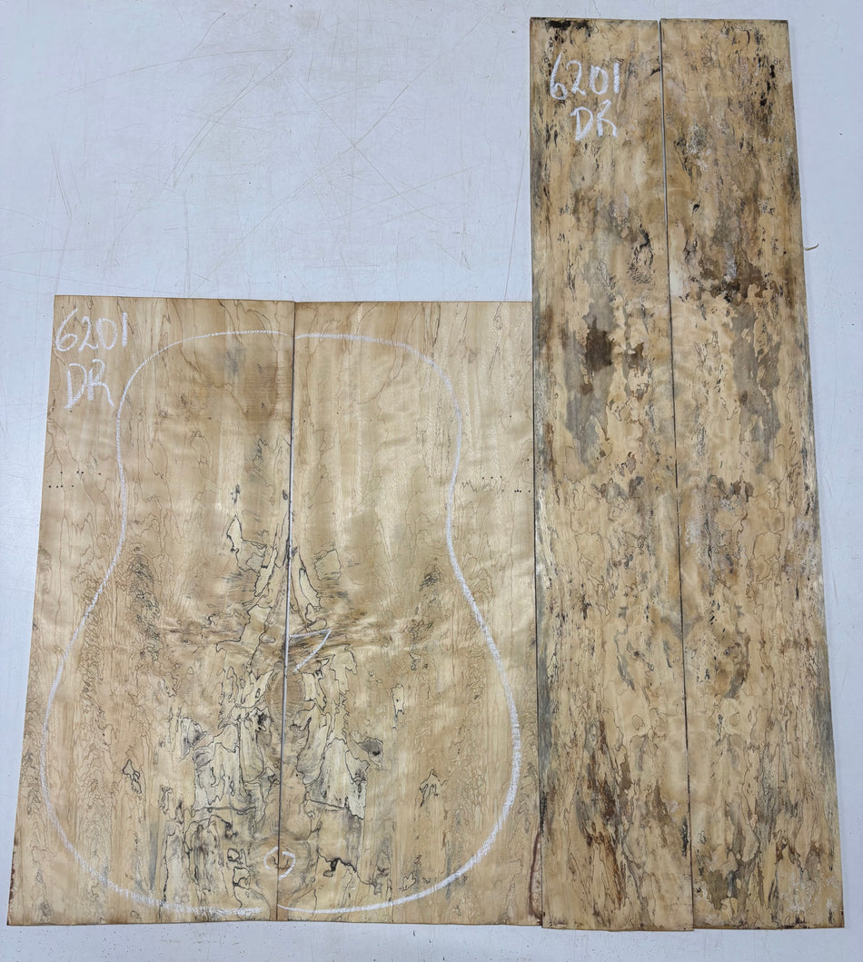 Flame Spalted Tamarind Dreadnought Back And Side Set #6201