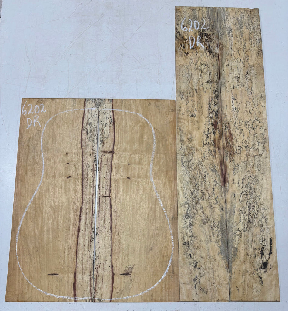 Flame Spalted Tamarind Dreadnought Back And Side Set #6202