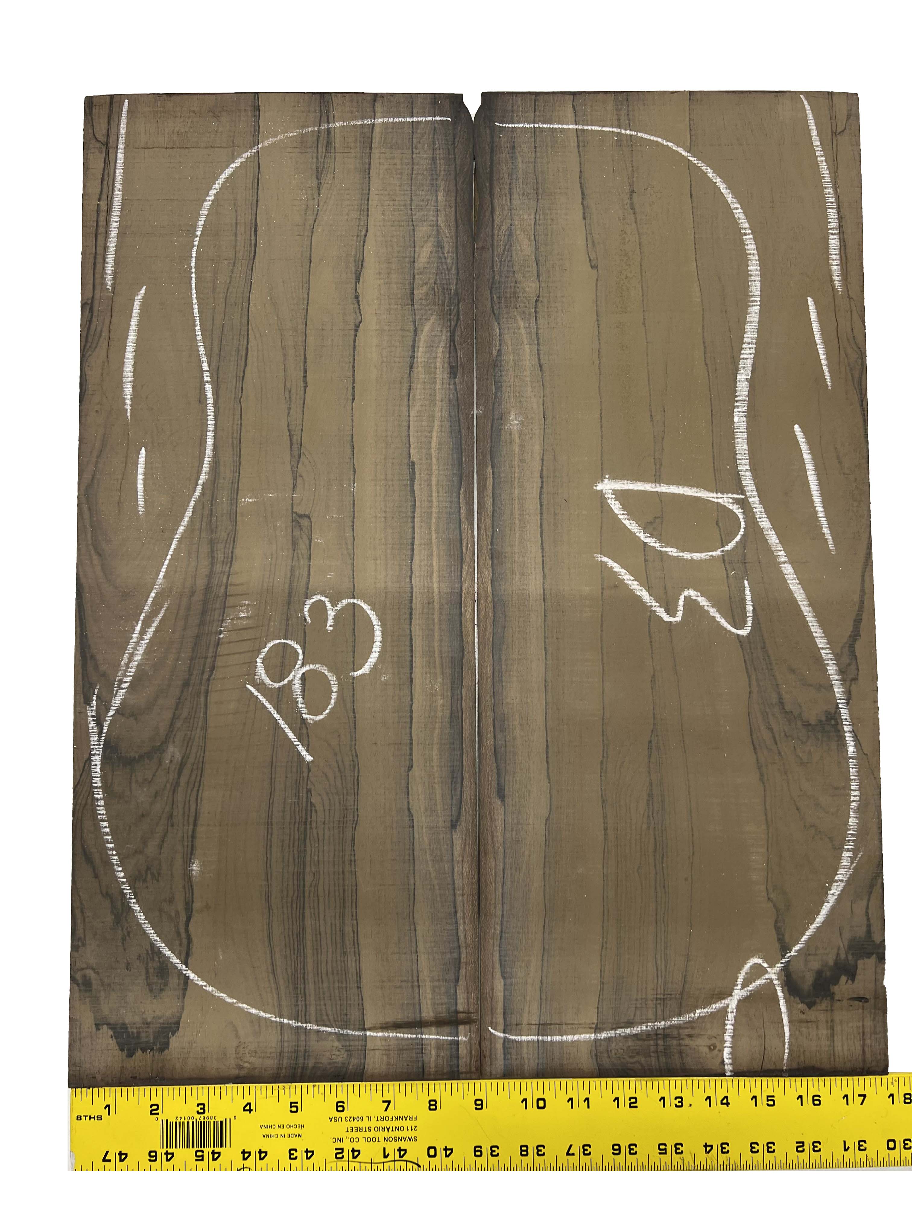 Ziricote Guitar Back Dreadnought Luthier Tonewood 22"x9"x1/8" #183 - Exotic Wood Zone - Buy online Across USA 