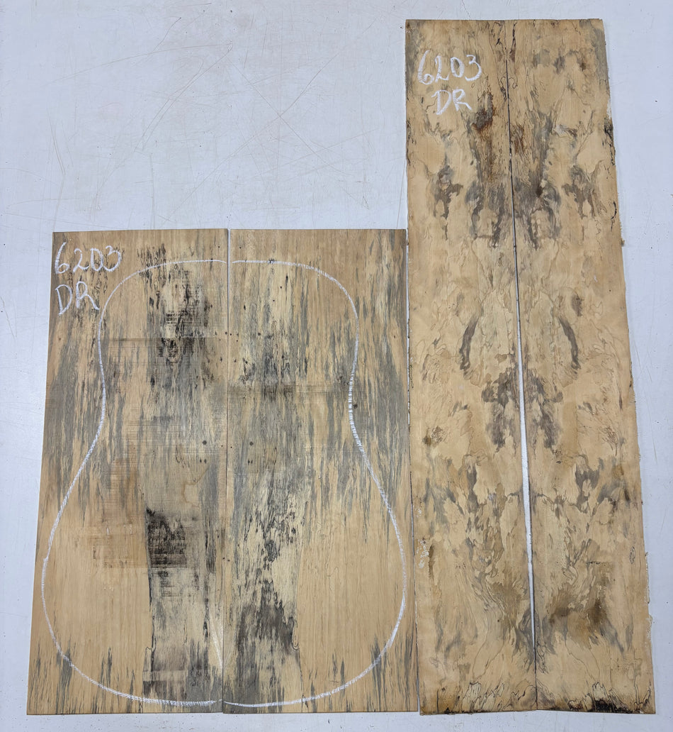 Flame Spalted Tamarind Dreadnought Back And Side Set #6203