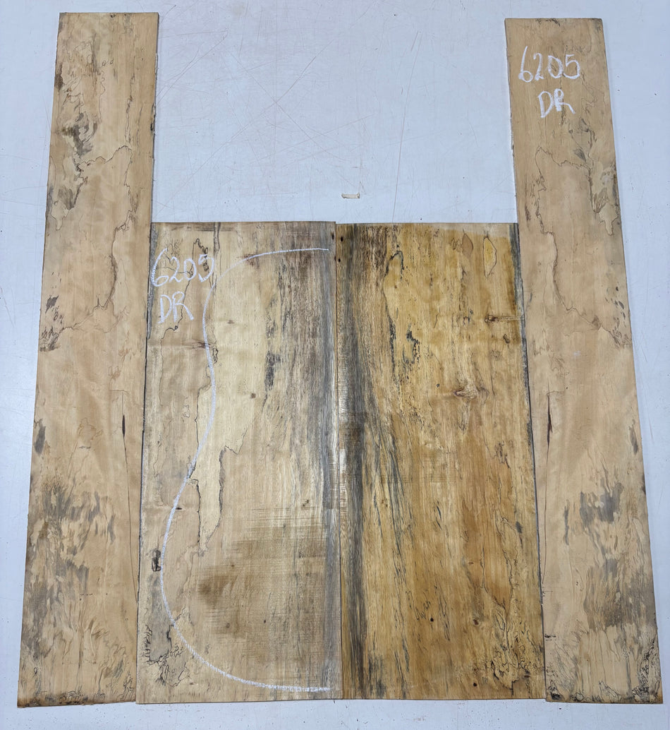 Flame Spalted Tamarind Dreadnought Back And Side Set #6205