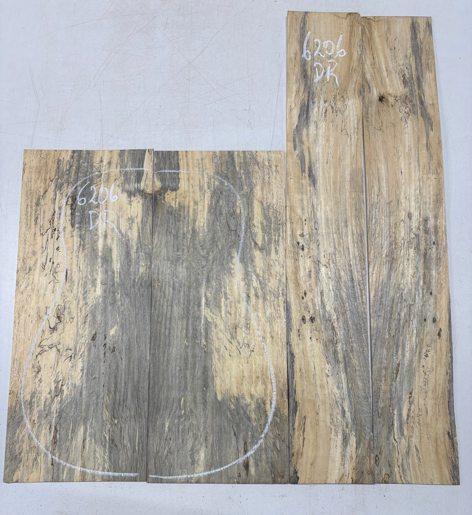 Flame Spalted Tamarind Dreadnought Back And Side Set #6206