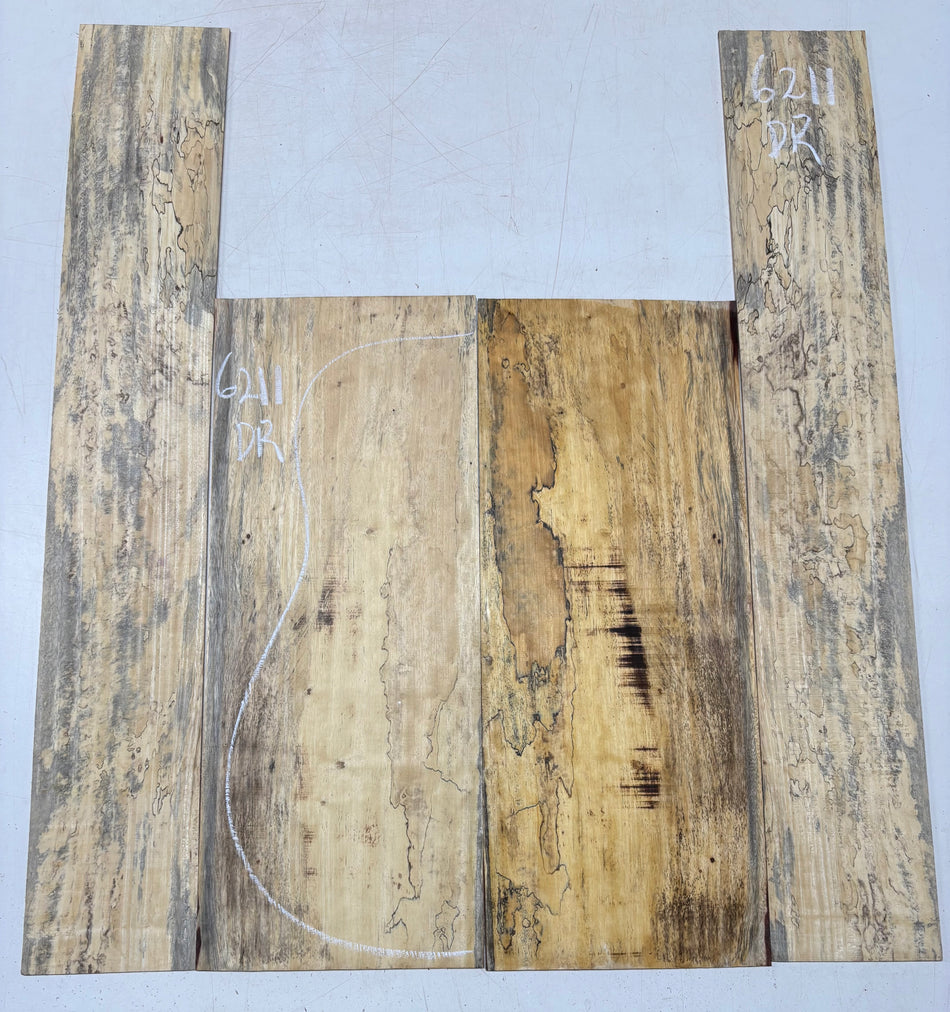 Flame Spalted Tamarind Dreadnought Back And Side Set #6211