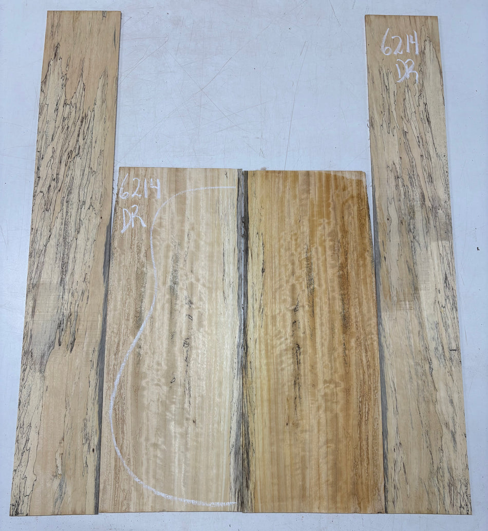 Flame Spalted Tamarind Dreadnought Back And Side Set #6214