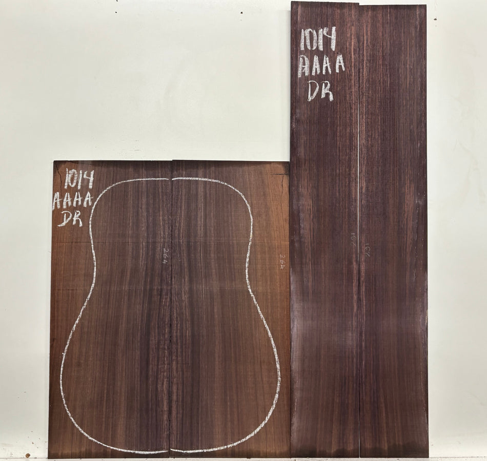 East Indian Rosewood Dreadnought AAAA Grade Guitar Back & Side Set #1014 - Exotic Wood Zone